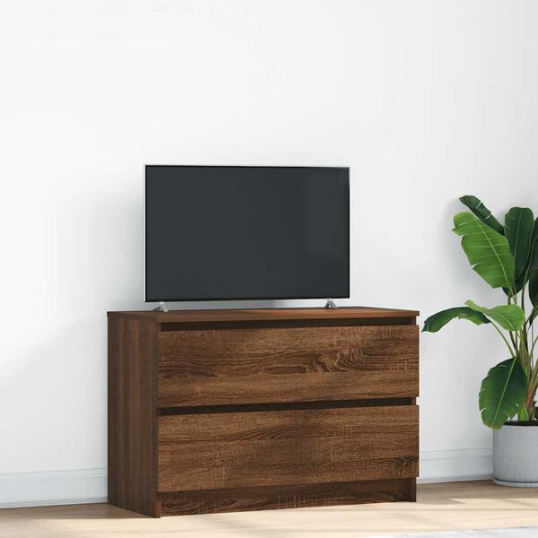 vidaXL Meuble TV ch&ecirc;ne marron 80x35x54 cm bois d'ing&eacute;nierie