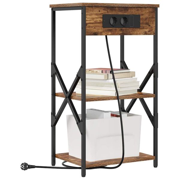 vidaXL Cabinet de chevet Ch&ecirc;ne fum&eacute; 41 x 31 x 76 cm Bois d'ing&eacute;nierie