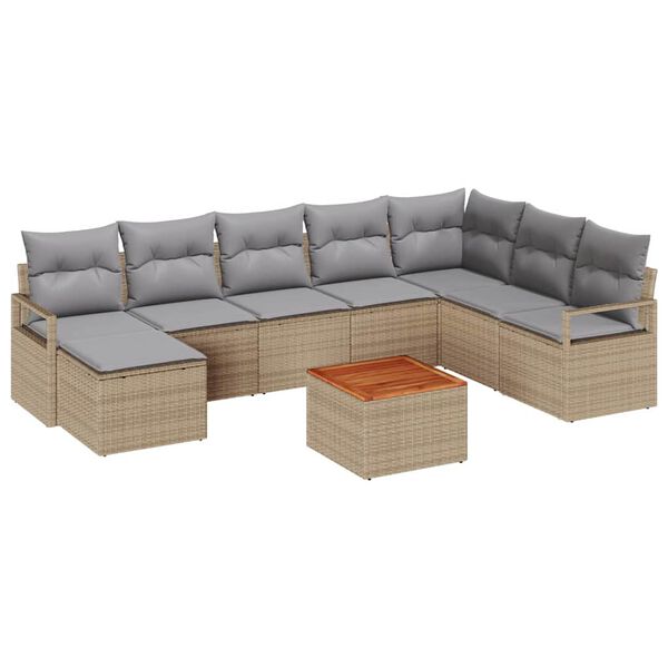 vidaXL Ensemble de canap&eacute; de jardin 9 pcs beige et gris clair