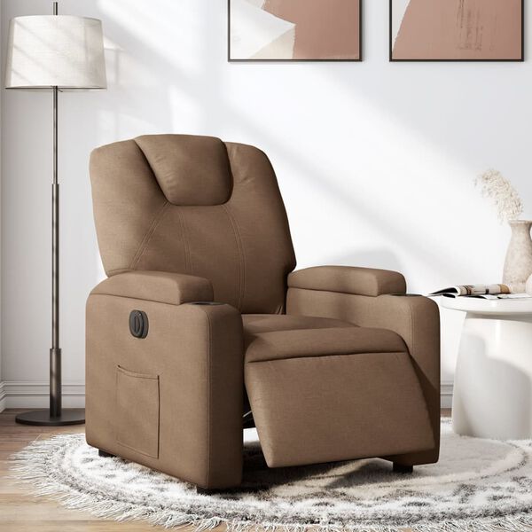 vidaXL Fauteuil inclinable électrique Marron Tissu