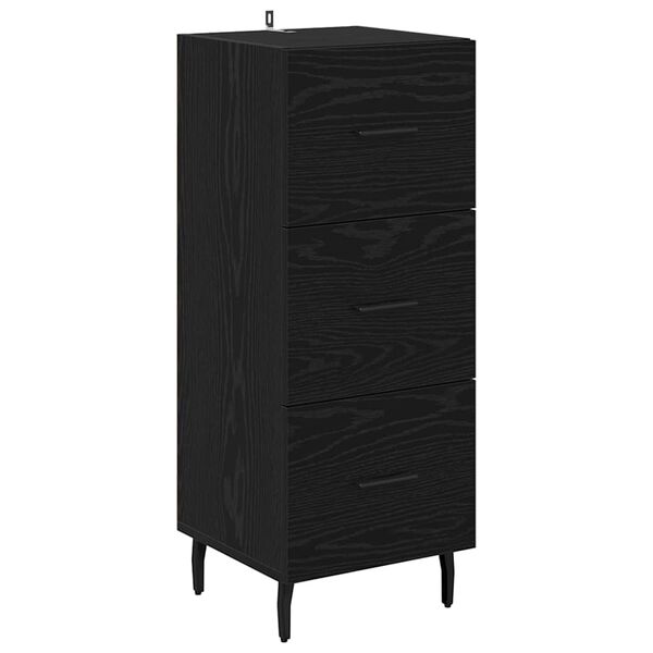 vidaXL Buffet Ch&ecirc;ne noir 34 x 34,5 x 90 cm Bois d'ing&eacute;nierie