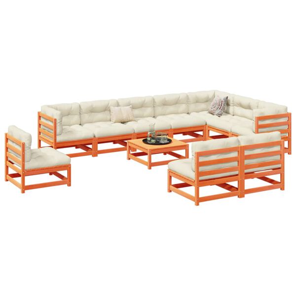 vidaXL Salon de jardin 11 pcs marron cire bois de pin massif