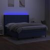 vidaXL Sommier &agrave; lattes de lit matelas et LED Bleu 180x200 cm Tissu