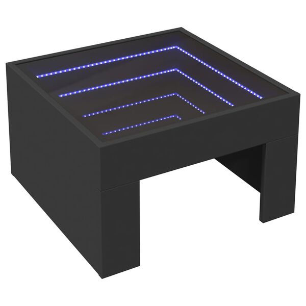 vidaXL Table basse avec LED infini noir 50x50x30 cm