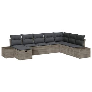 vidaXL Ensemble de canap&eacute; de jardin avec coussin 8 pcs Gris polyrotin
