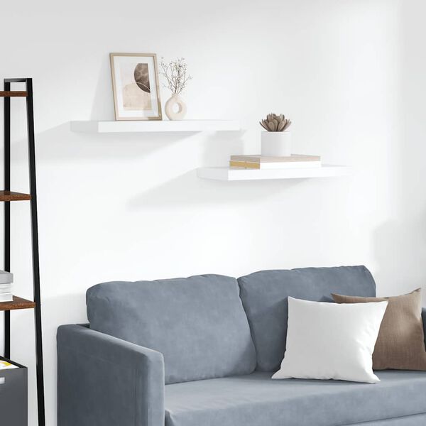 vidaXL &Eacute;tag&egrave;res murales flottantes 2 pcs blanc 60x23,5x3,8 cm MDF