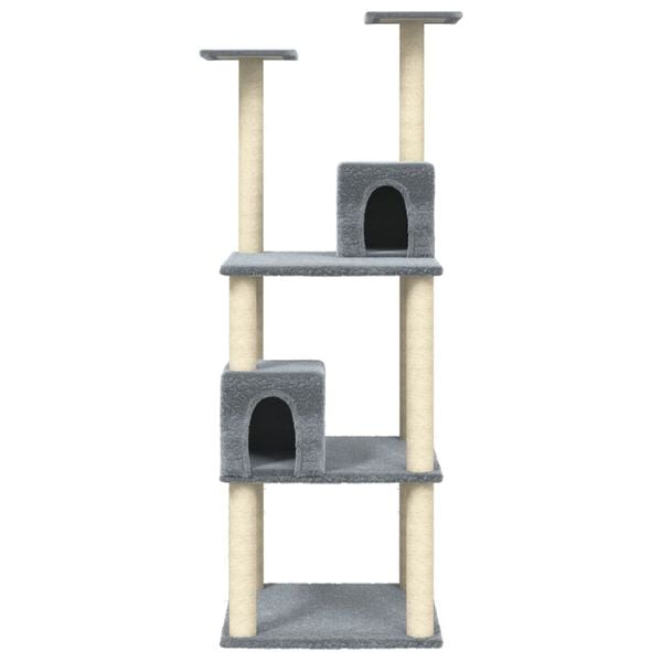 vidaXL Arbre &agrave; chat avec griffoirs en sisal Gris clair 141 cm