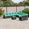 vidaXL Salon de jardin 11 pcs avec coussins noir r&eacute;sine tress&eacute;e
