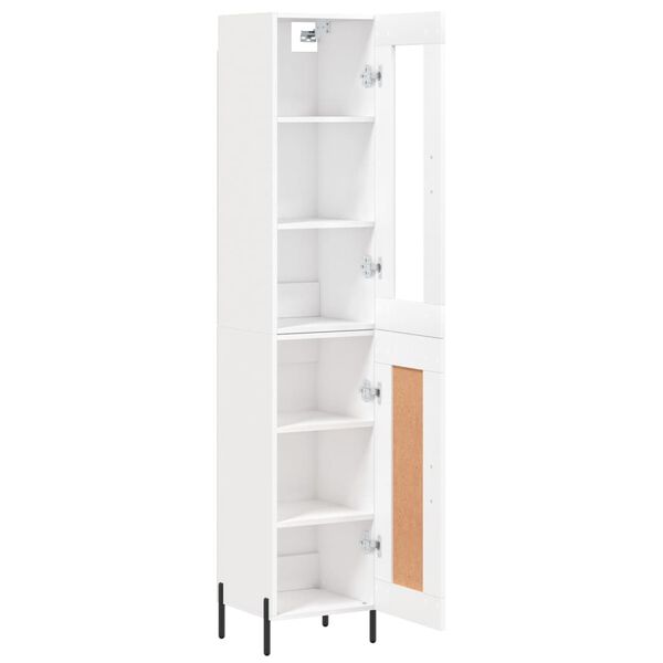vidaXL Buffet haut Blanc 34,5x34x180 cm Bois d'ing&eacute;nierie