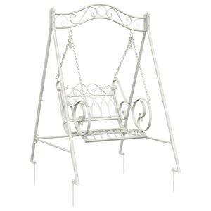 vidaXL Banc Balan&ccedil;oire Acier 113 x 121,5 x 168 cm Blanc antique