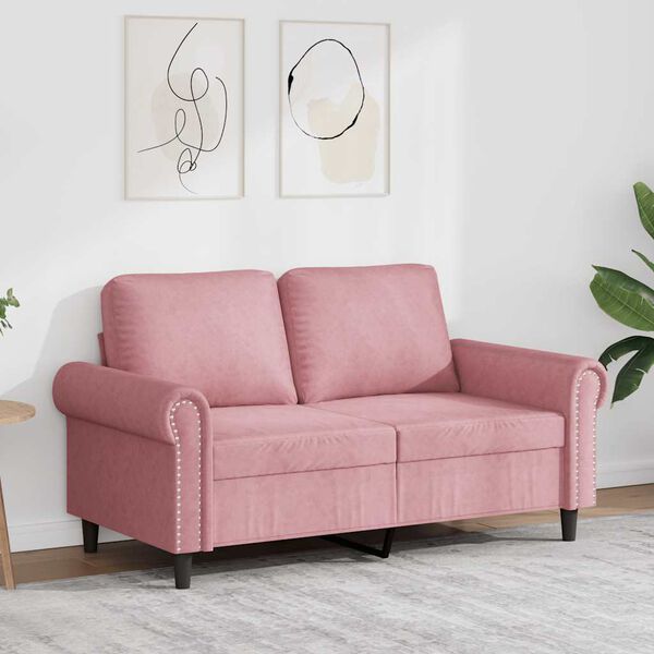 vidaXL Canap&eacute; &agrave; 2 places Rose 120 cm Velours