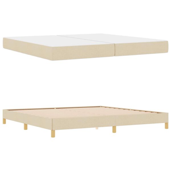 vidaXL Lit &agrave; ressorts avec matelas Cr&egrave;me 200 x 200 cm tissu