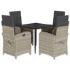 vidaXL Ensemble &agrave; manger de jardin et coussins 5 pcs gris clair rotin