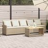 vidaXL Canap&eacute; de jardin avec coussins 5 places beige r&eacute;sine tress&eacute;e