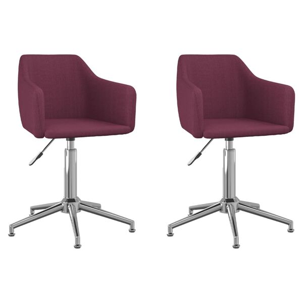 vidaXL Chaises &agrave; manger pivotantes lot de 2 violet tissu