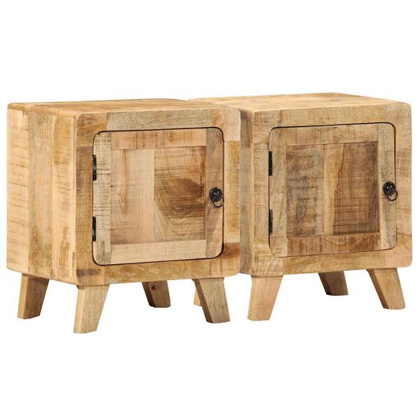 vidaXL Table de chevet 2 pcs 40x32x46 cm bois massif de manguier brut