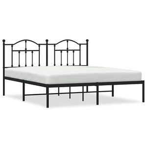 vidaXL Cadre de lit m&eacute;tal sans matelas et t&ecirc;te de lit noir 160x200 cm