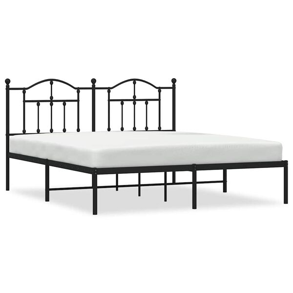 vidaXL Cadre de lit m&eacute;tal sans matelas et t&ecirc;te de lit noir 160x200 cm