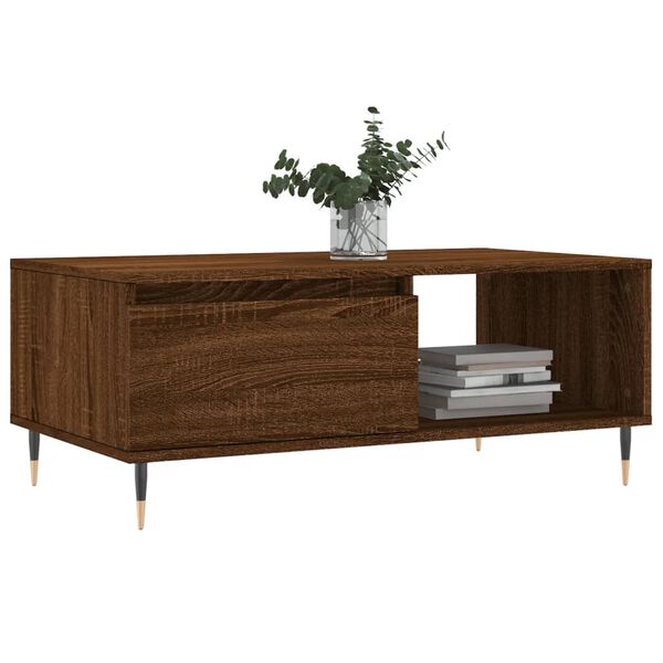 vidaXL Table basse Ch&ecirc;ne marron 90x50x36,5 cm Bois d'ing&eacute;nierie