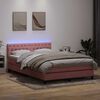 vidaXL Sommier &agrave; lattes de lit avec matelas et LED rose 140x220 cm velours