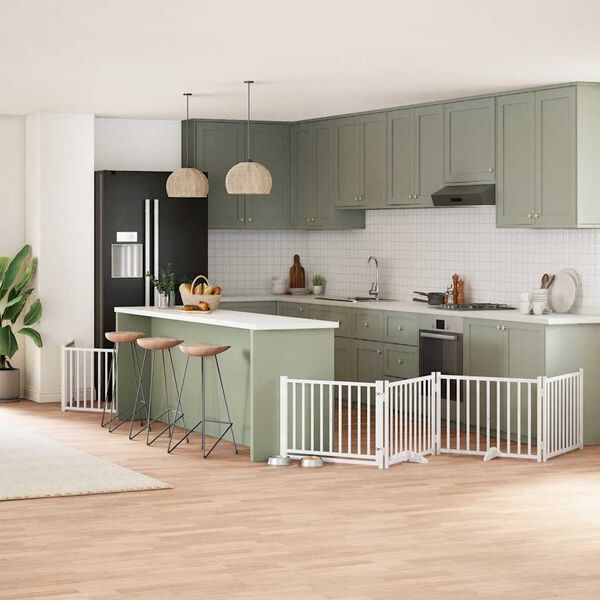 vidaXL Barri&egrave;re pour chien porte pliable 10 panneaux bois de peuplier