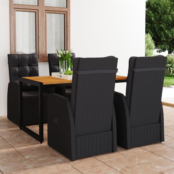 vidaXL Ensemble &agrave; manger de jardin 5 pcs noir