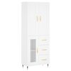 vidaXL Buffet haut Blanc 69,5x34x180 cm Bois d'ing&eacute;nierie