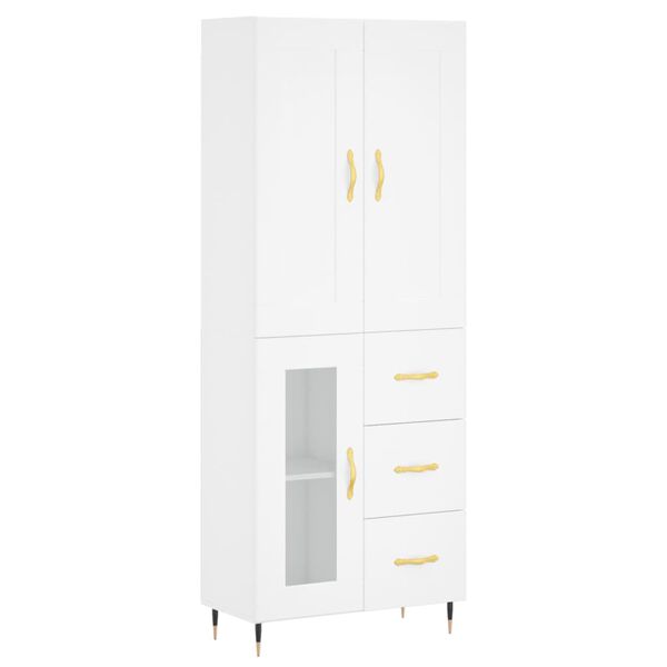 vidaXL Buffet haut Blanc 69,5x34x180 cm Bois d'ing&eacute;nierie
