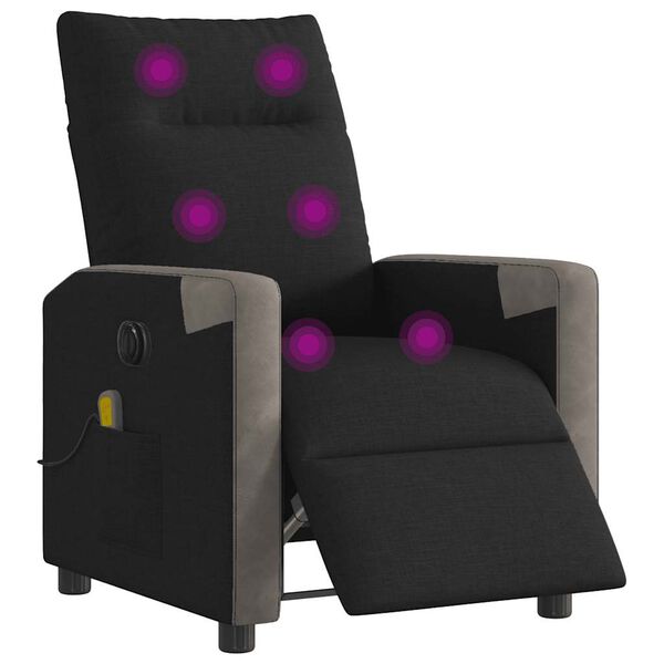 vidaXL Fauteuil de massage inclinable &eacute;lectrique Noir Tissu