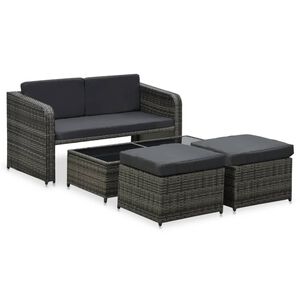 vidaXL Salon de jardin 4 pcs avec coussins R&eacute;sine tress&eacute;e Anthracite