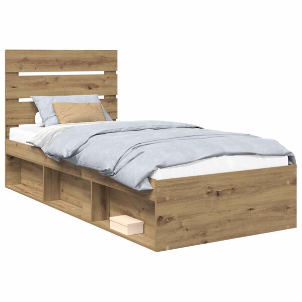 vidaXL Cadre de lit Ch&ecirc;ne artisan 90 x 190 cm Bois de pin massif