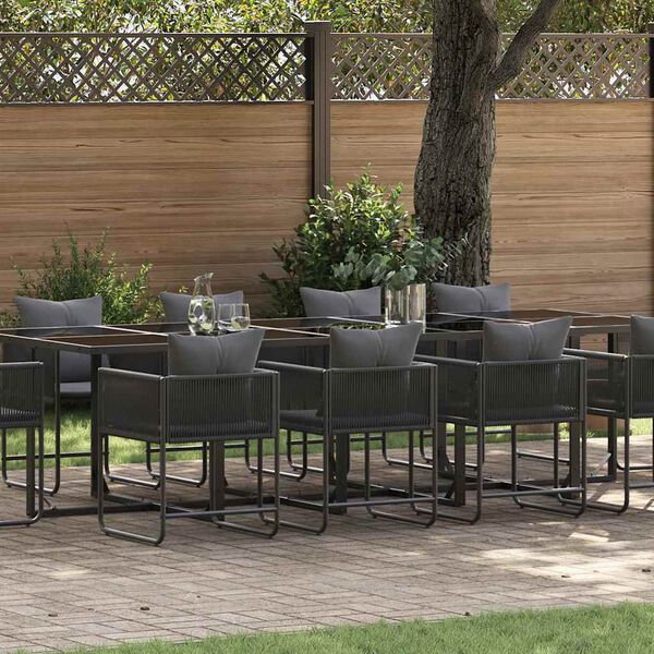 vidaXL Ensemble de salle &agrave; manger pour jardin 11 pcs Noir Acier
