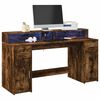 vidaXL Bureau et lumi&egrave;res LED ch&ecirc;ne fum&eacute; 160x55x91cm bois d'ing&eacute;nierie