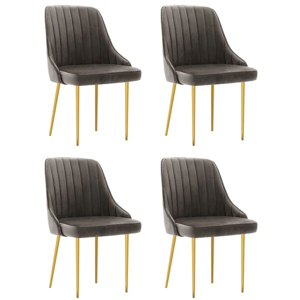 vidaXL Chaises &agrave; manger lot de 4 gris fonc&eacute; velours