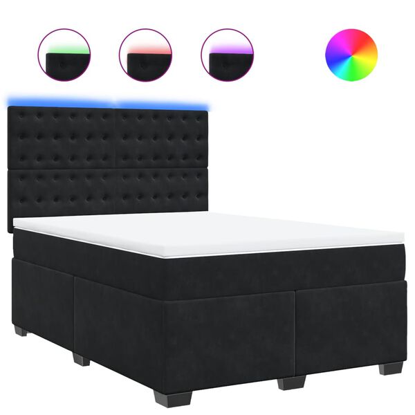 vidaXL Sommier &agrave; lattes de lit avec matelas Noir 140x190 cm Velours