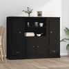 vidaXL Buffets 3 pcs noir bois d'ing&eacute;nierie