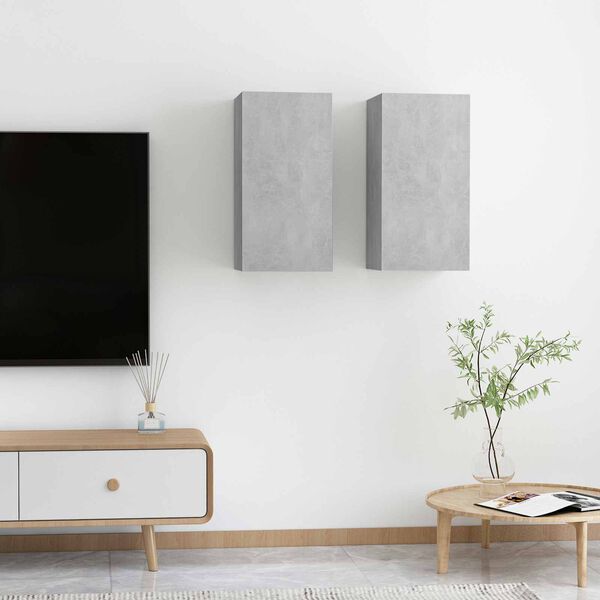 vidaXL | Cabinet TV mural | 2 pcs Gris b&eacute;ton 30.5 x 30 x 60 cm