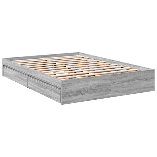 vidaXL Cadre de lit avec tiroirs sans matelas sonoma gris 120x190 cm