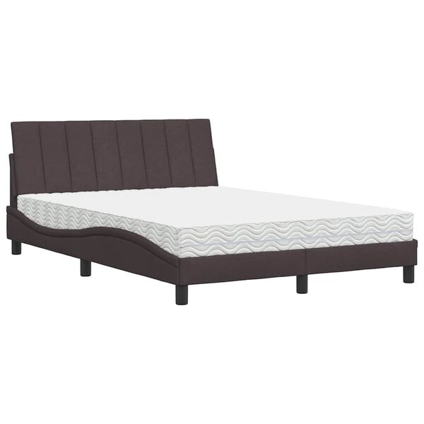 vidaXL Lit avec matelas Hanko marron fonc&eacute; 140x190 cm tissu