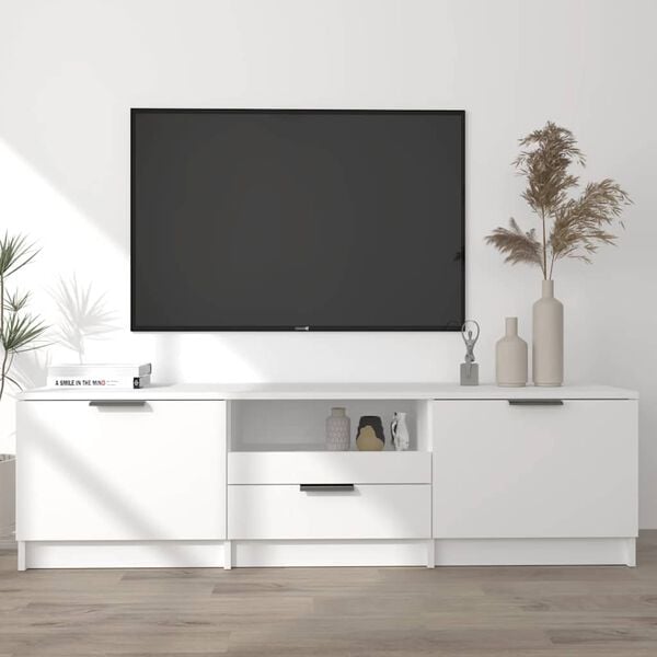 vidaXL Meuble TV Blanc 140x35x40 cm Bois d'ing&eacute;nierie
