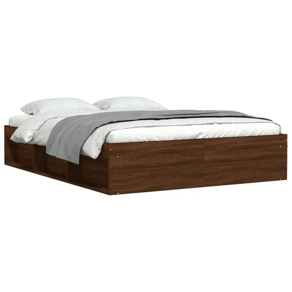 vidaXL Cadre de lit sans matelas ch&ecirc;ne marron 160x200 cm