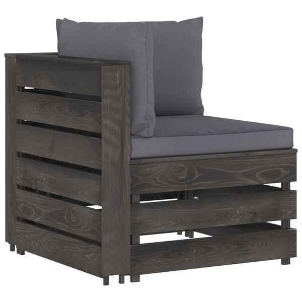 vidaXL Salon de jardin 6 pcs avec coussins Bois impr&eacute;gn&eacute; de gris