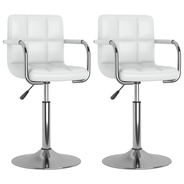 vidaXL Chaises pivotantes &agrave; manger lot de 2 blanc similicuir