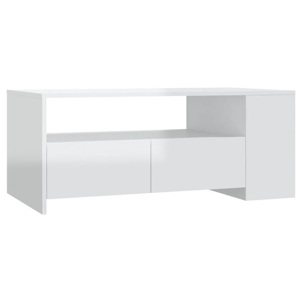 vidaXL Table basse blanc brillant 102x55x42 cm bois d'ingénierie