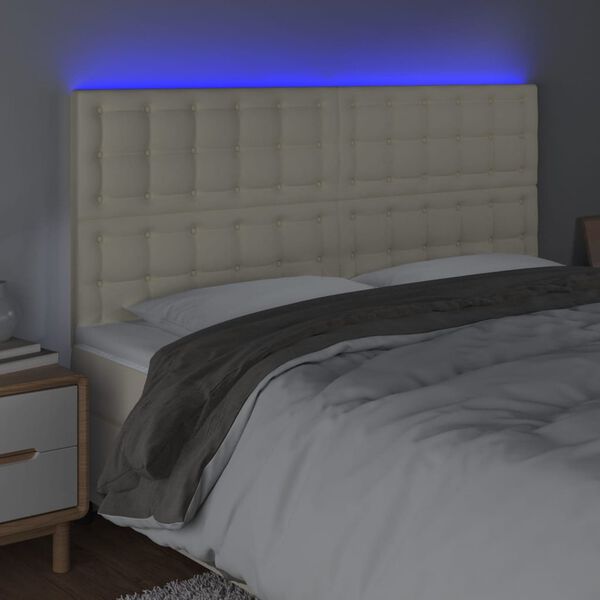 vidaXL T&ecirc;te de lit &agrave; LED Cr&egrave;me 200x5x118/128 cm Similicuir