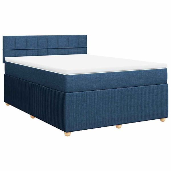 vidaXL Sommier &agrave; lattes de lit avec matelas Bleu 140x200 cm Tissu