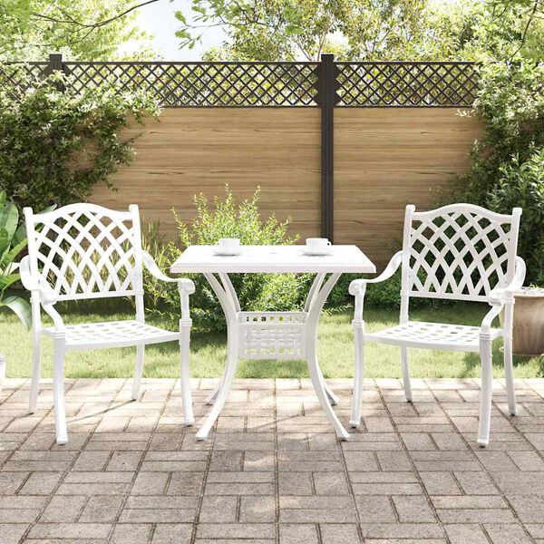 vidaXL Ensemble de tables de jardin 3 pcs Blanc Aluminium coul&eacute;