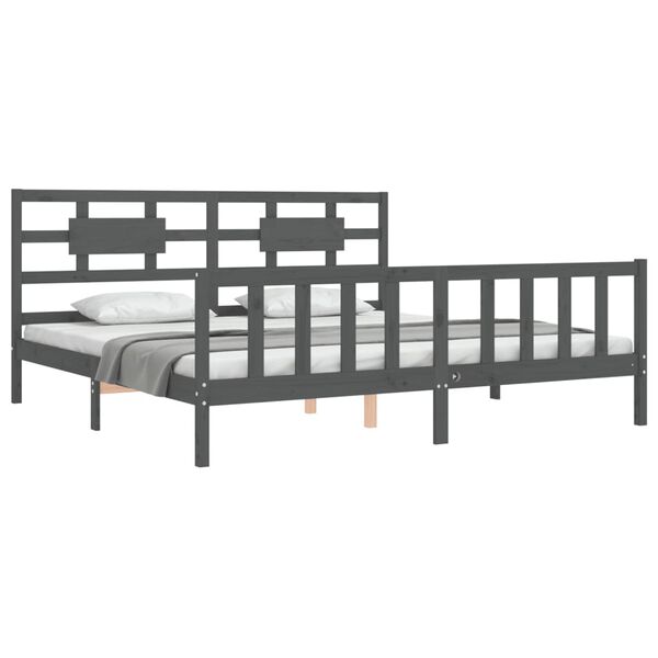 vidaXL Cadre de lit sans matelas gris 200x200 cm bois massif de pin