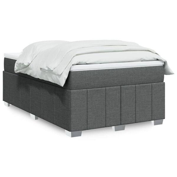 vidaXL Sommier &agrave; lattes de lit avec matelas gris fonc&eacute; 120x190cm tissu