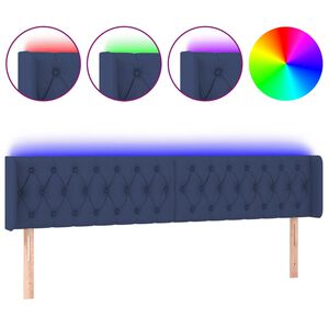 vidaXL T&ecirc;te de lit &agrave; LED Bleu 203x16x78/88 cm Tissu
